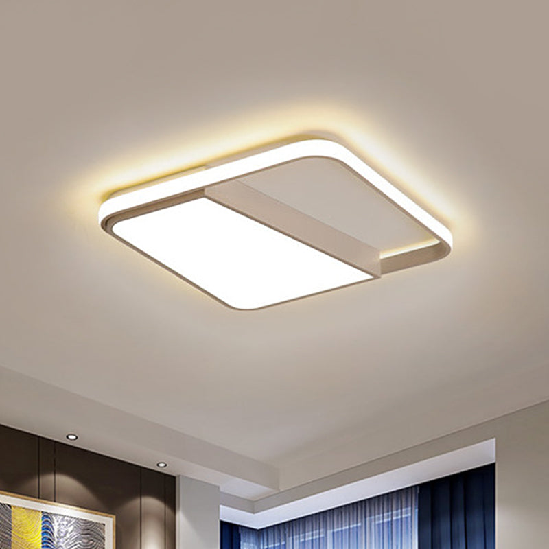 Box Ceiling Lamp with Side Glowing Frame Modern Acrylic White LED Flushmount in Warm/White Light/Remote Control Stepless Dimming, 16.5"/19.5"/23.5" W