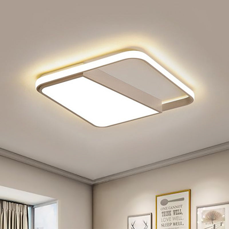 Box Ceiling Lamp with Side Glowing Frame Modern Acrylic White LED Flushmount in Warm/White Light/Remote Control Stepless Dimming, 16.5"/19.5"/23.5" W White Clearhalo 'Ceiling Lights' 'Close To Ceiling Lights' 'Close to ceiling' 'Flush mount' Lighting' 559289