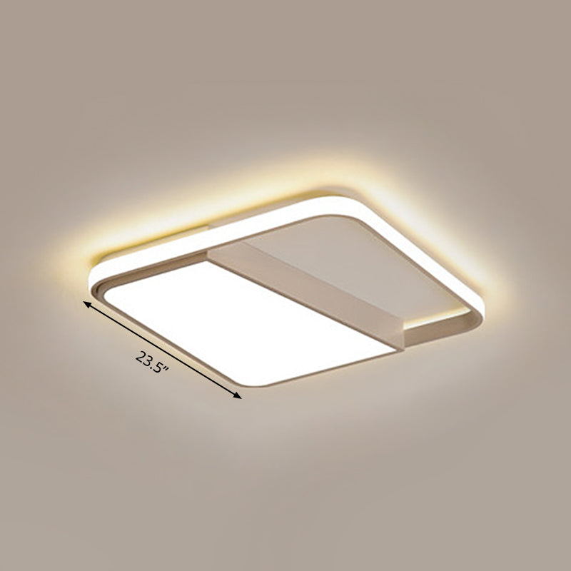 Box Ceiling Lamp with Side Glowing Frame Modern Acrylic White LED Flushmount in Warm/White Light/Remote Control Stepless Dimming, 16.5"/19.5"/23.5" W Clearhalo 'Ceiling Lights' 'Close To Ceiling Lights' 'Close to ceiling' 'Flush mount' Lighting' 559293