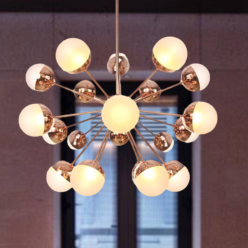 Globe Dining Room Semi Flush Mount White/Clear/Smoke Grey Glass 9/12/15 Lights Contemporary Semi Flush Light in Copper/Chrome/Gold 21 Copper White Clearhalo 'Ceiling Lights' 'Close To Ceiling Lights' 'Close to ceiling' 'Glass shade' 'Glass' 'Semi-flushmount' Lighting' 559296