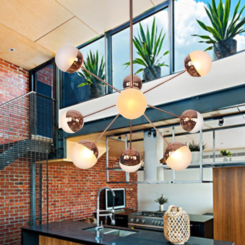 Globe Dining Room Semi Flush Mount White/Clear/Smoke Grey Glass 9/12/15 Lights Contemporary Semi Flush Light in Copper/Chrome/Gold Clearhalo 'Ceiling Lights' 'Close To Ceiling Lights' 'Close to ceiling' 'Glass shade' 'Glass' 'Semi-flushmount' Lighting' 559305