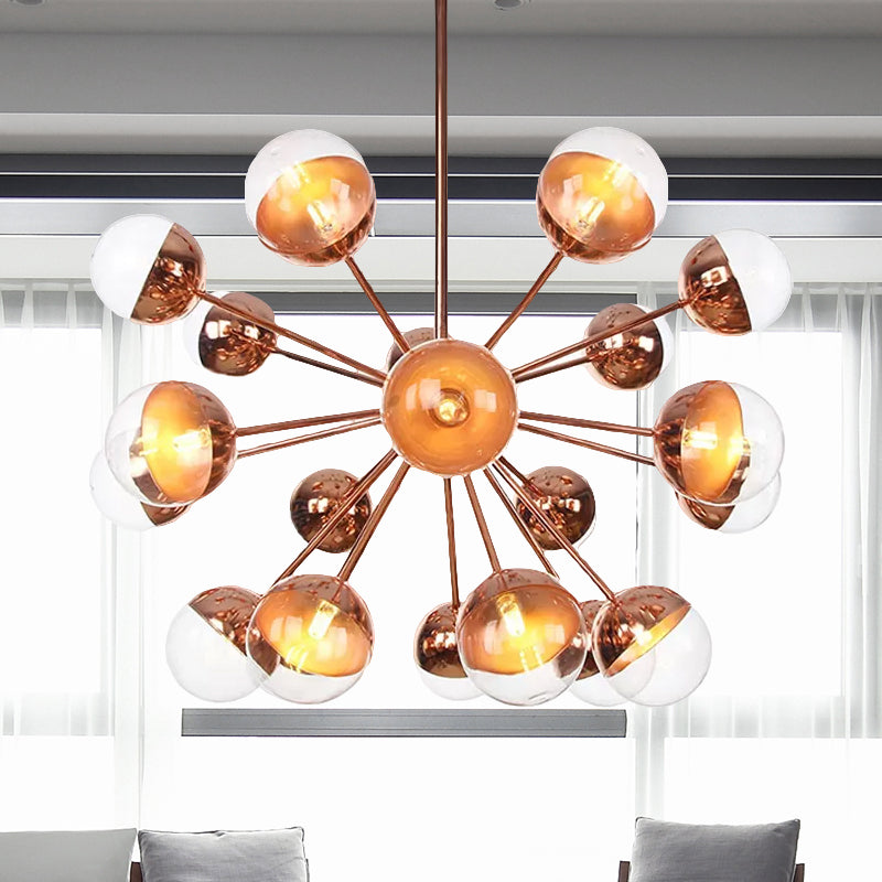 Globe Dining Room Semi Flush Mount White/Clear/Smoke Grey Glass 9/12/15 Lights Contemporary Semi Flush Light in Copper/Chrome/Gold Clearhalo 'Ceiling Lights' 'Close To Ceiling Lights' 'Close to ceiling' 'Glass shade' 'Glass' 'Semi-flushmount' Lighting' 559317