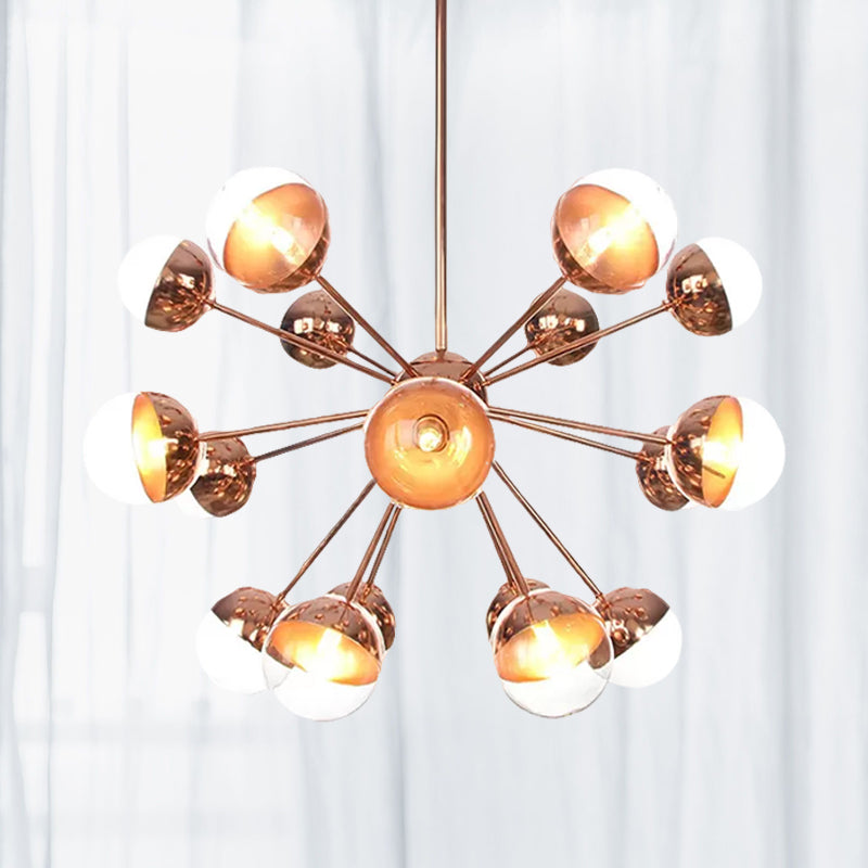 Globe Dining Room Semi Flush Mount White/Clear/Smoke Grey Glass 9/12/15 Lights Contemporary Semi Flush Light in Copper/Chrome/Gold Clearhalo 'Ceiling Lights' 'Close To Ceiling Lights' 'Close to ceiling' 'Glass shade' 'Glass' 'Semi-flushmount' Lighting' 559319