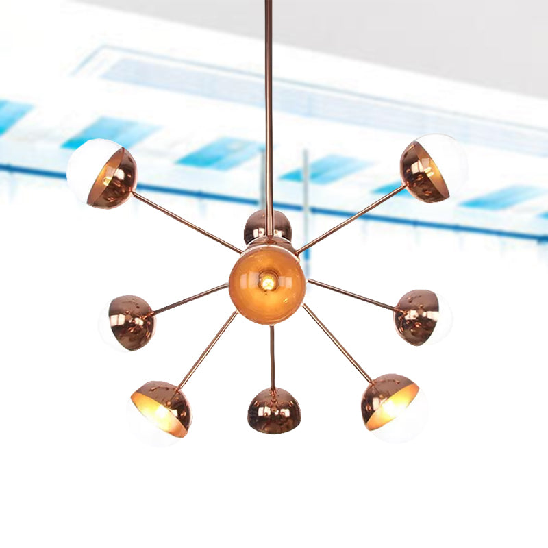 Globe Dining Room Semi Flush Mount White/Clear/Smoke Grey Glass 9/12/15 Lights Contemporary Semi Flush Light in Copper/Chrome/Gold Clearhalo 'Ceiling Lights' 'Close To Ceiling Lights' 'Close to ceiling' 'Glass shade' 'Glass' 'Semi-flushmount' Lighting' 559323