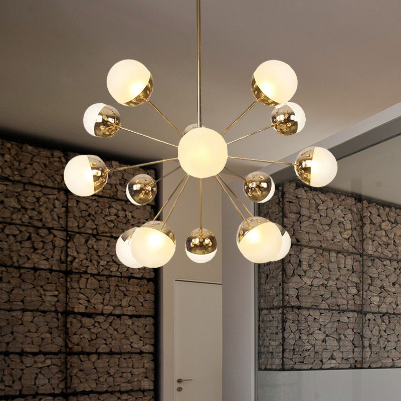 Globe Dining Room Semi Flush Mount White/Clear/Smoke Grey Glass 9/12/15 Lights Contemporary Semi Flush Light in Copper/Chrome/Gold Clearhalo 'Ceiling Lights' 'Close To Ceiling Lights' 'Close to ceiling' 'Glass shade' 'Glass' 'Semi-flushmount' Lighting' 559341