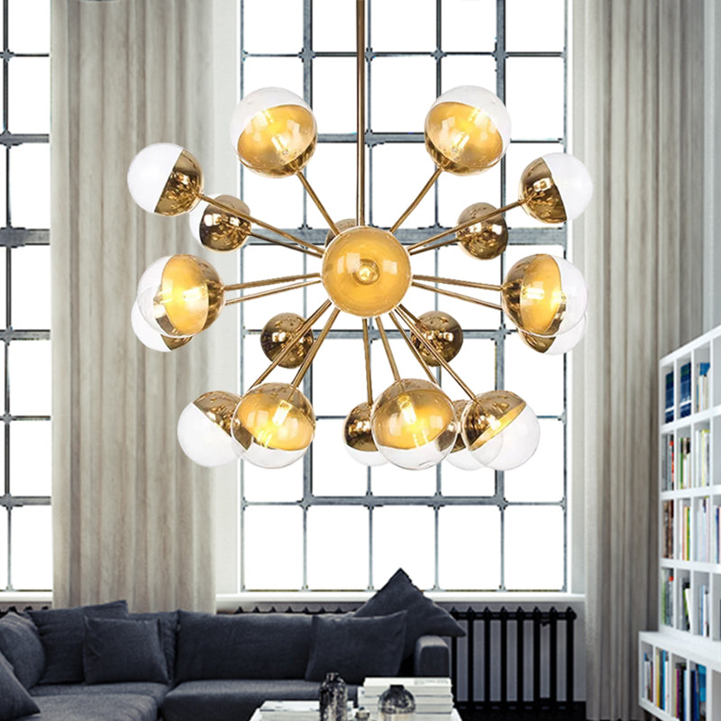 Globe Dining Room Semi Flush Mount White/Clear/Smoke Grey Glass 9/12/15 Lights Contemporary Semi Flush Light in Copper/Chrome/Gold Clearhalo 'Ceiling Lights' 'Close To Ceiling Lights' 'Close to ceiling' 'Glass shade' 'Glass' 'Semi-flushmount' Lighting' 559357