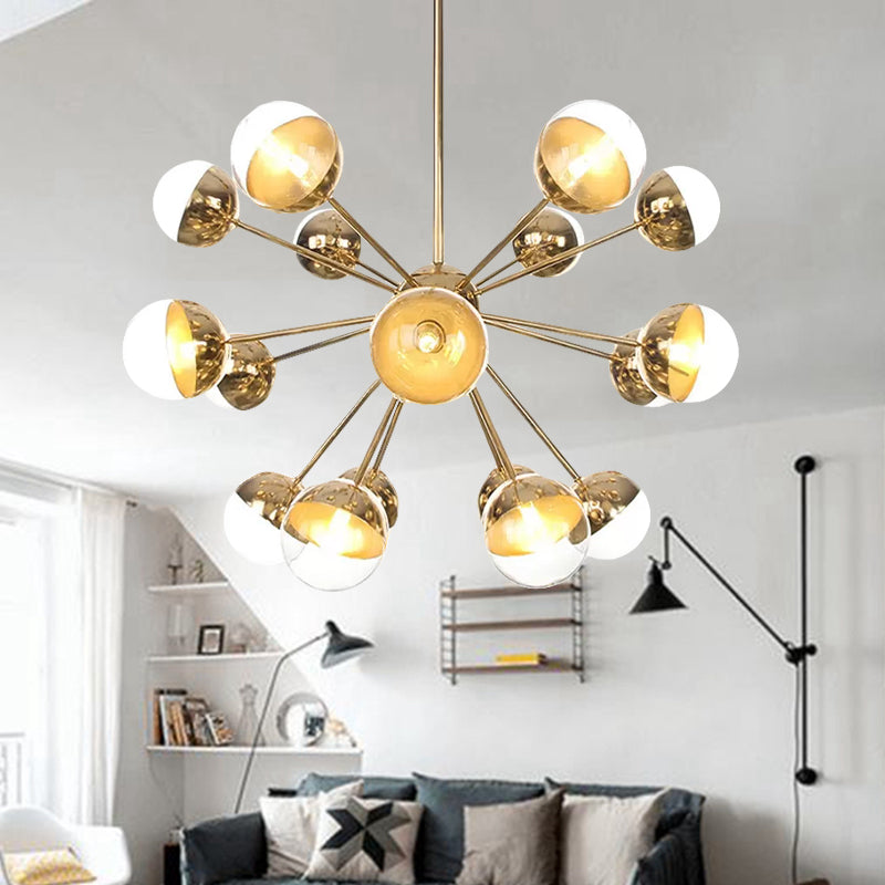 Globe Dining Room Semi Flush Mount White/Clear/Smoke Grey Glass 9/12/15 Lights Contemporary Semi Flush Light in Copper/Chrome/Gold Clearhalo 'Ceiling Lights' 'Close To Ceiling Lights' 'Close to ceiling' 'Glass shade' 'Glass' 'Semi-flushmount' Lighting' 559359