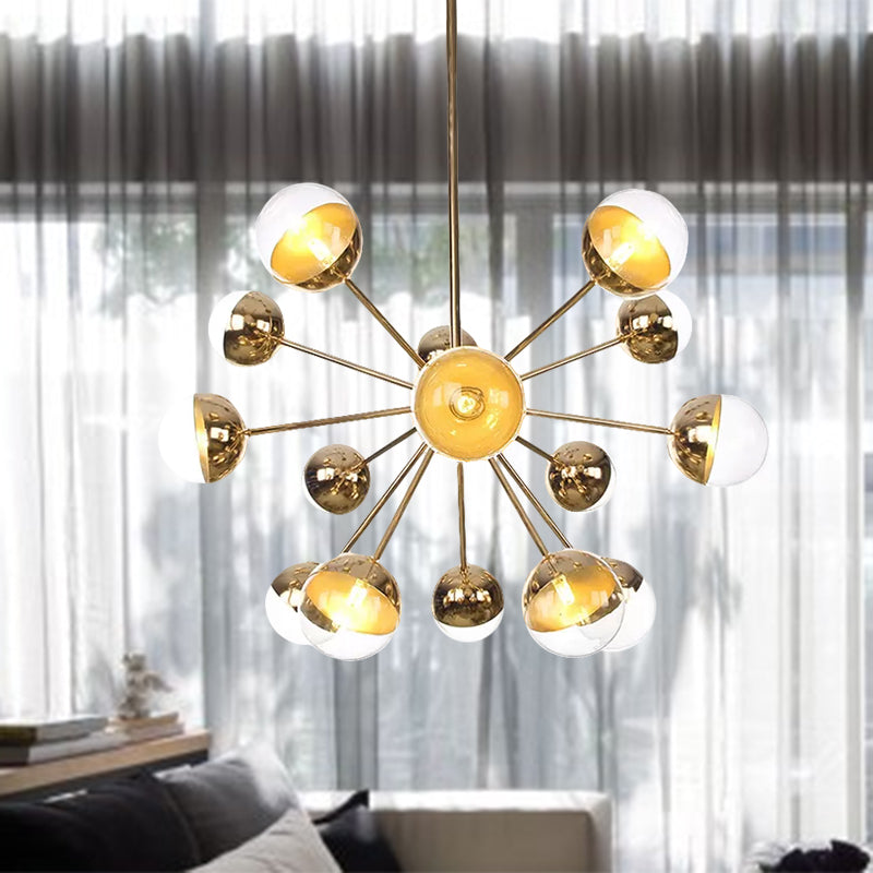 Globe Dining Room Semi Flush Mount White/Clear/Smoke Grey Glass 9/12/15 Lights Contemporary Semi Flush Light in Copper/Chrome/Gold Clearhalo 'Ceiling Lights' 'Close To Ceiling Lights' 'Close to ceiling' 'Glass shade' 'Glass' 'Semi-flushmount' Lighting' 559361