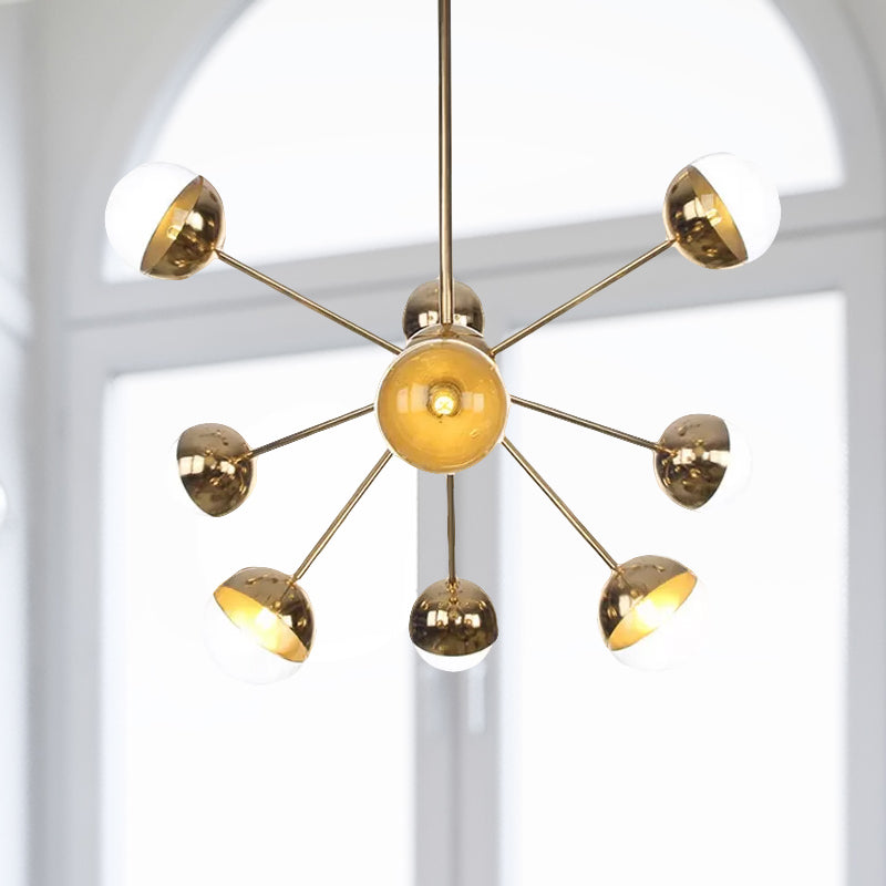 Globe Dining Room Semi Flush Mount White/Clear/Smoke Grey Glass 9/12/15 Lights Contemporary Semi Flush Light in Copper/Chrome/Gold 9 Gold Clear Clearhalo 'Ceiling Lights' 'Close To Ceiling Lights' 'Close to ceiling' 'Glass shade' 'Glass' 'Semi-flushmount' Lighting' 559362