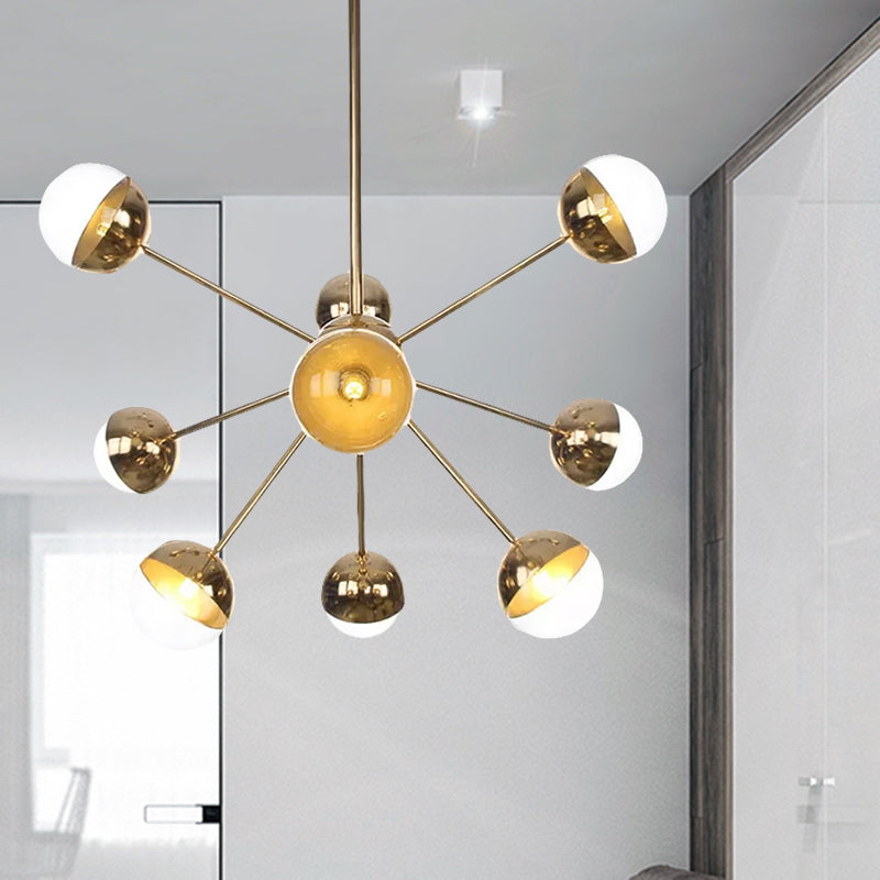 Globe Dining Room Semi Flush Mount White/Clear/Smoke Grey Glass 9/12/15 Lights Contemporary Semi Flush Light in Copper/Chrome/Gold Clearhalo 'Ceiling Lights' 'Close To Ceiling Lights' 'Close to ceiling' 'Glass shade' 'Glass' 'Semi-flushmount' Lighting' 559363