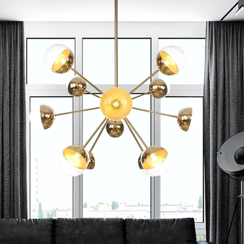 Globe Dining Room Semi Flush Mount White/Clear/Smoke Grey Glass 9/12/15 Lights Contemporary Semi Flush Light in Copper/Chrome/Gold Clearhalo 'Ceiling Lights' 'Close To Ceiling Lights' 'Close to ceiling' 'Glass shade' 'Glass' 'Semi-flushmount' Lighting' 559365