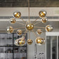 Globe Dining Room Semi Flush Mount White/Clear/Smoke Grey Glass 9/12/15 Lights Contemporary Semi Flush Light in Copper/Chrome/Gold Clearhalo 'Ceiling Lights' 'Close To Ceiling Lights' 'Close to ceiling' 'Glass shade' 'Glass' 'Semi-flushmount' Lighting' 559371