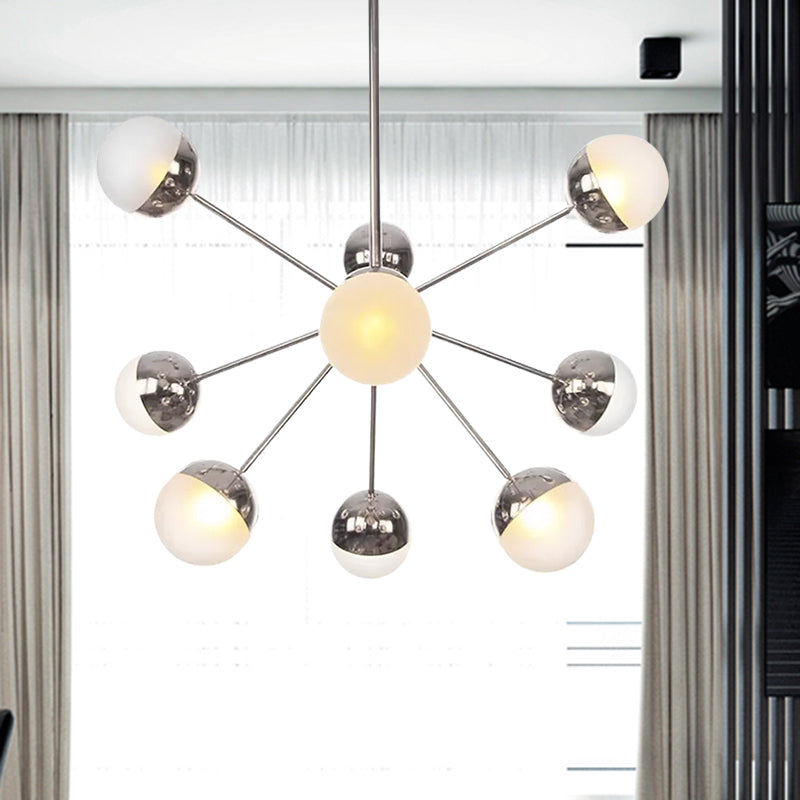 Globe Dining Room Semi Flush Mount White/Clear/Smoke Grey Glass 9/12/15 Lights Contemporary Semi Flush Light in Copper/Chrome/Gold Clearhalo 'Ceiling Lights' 'Close To Ceiling Lights' 'Close to ceiling' 'Glass shade' 'Glass' 'Semi-flushmount' Lighting' 559383