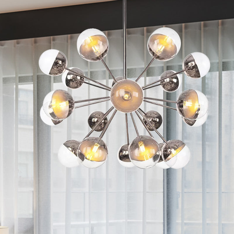 Globe Dining Room Semi Flush Mount White/Clear/Smoke Grey Glass 9/12/15 Lights Contemporary Semi Flush Light in Copper/Chrome/Gold Clearhalo 'Ceiling Lights' 'Close To Ceiling Lights' 'Close to ceiling' 'Glass shade' 'Glass' 'Semi-flushmount' Lighting' 559397