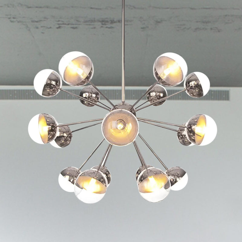 Globe Dining Room Semi Flush Mount White/Clear/Smoke Grey Glass 9/12/15 Lights Contemporary Semi Flush Light in Copper/Chrome/Gold Clearhalo 'Ceiling Lights' 'Close To Ceiling Lights' 'Close to ceiling' 'Glass shade' 'Glass' 'Semi-flushmount' Lighting' 559399
