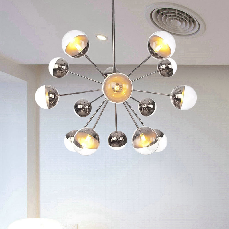 Globe Dining Room Semi Flush Mount White/Clear/Smoke Grey Glass 9/12/15 Lights Contemporary Semi Flush Light in Copper/Chrome/Gold Clearhalo 'Ceiling Lights' 'Close To Ceiling Lights' 'Close to ceiling' 'Glass shade' 'Glass' 'Semi-flushmount' Lighting' 559401