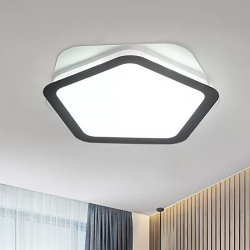 Acrylic Pentagon Flush Light Fixture Modern LED White Flushmount in White/Warm Light for Bedroom Clearhalo 'Ceiling Lights' 'Close To Ceiling Lights' 'Close to ceiling' 'Flush mount' Lighting' 559421