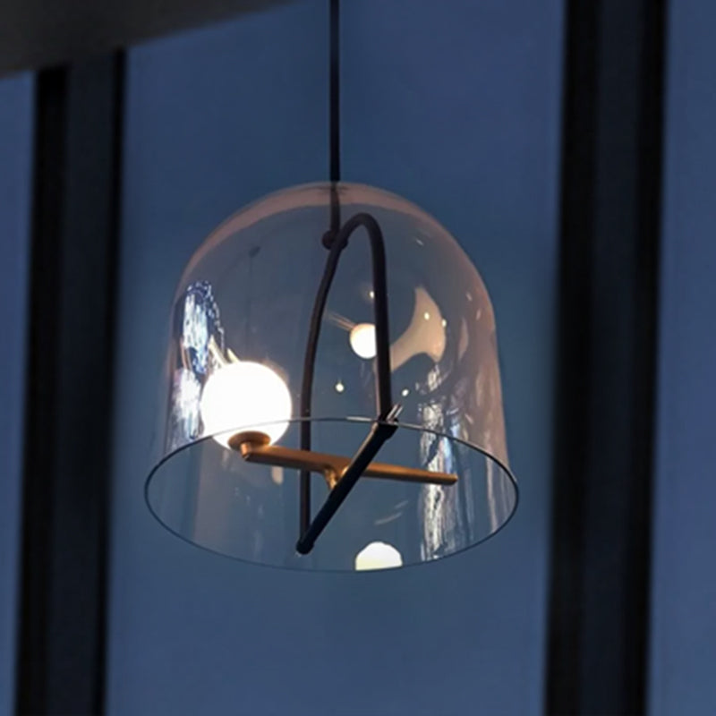 Contemporary Cylindrical Ceiling Lighting Clear Glass 1 Head Living Room Hanging Light Fixture Clearhalo 'Ceiling Lights' 'Glass shade' 'Glass' 'Island Lights' 'Modern Pendants' 'Modern' 'Pendant Lights' 'Pendants' Lighting' 559501