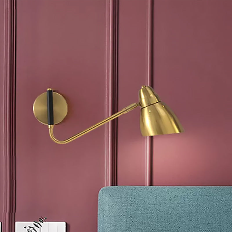 1 Bulb Bedroom Sconce Light Contemporary Gold Wall Mounted Lighting with Dome Metal Shade Clearhalo 'Cast Iron' 'Glass' 'Industrial' 'Modern wall lights' 'Modern' 'Tiffany' 'Traditional wall lights' 'Wall Lamps & Sconces' 'Wall Lights' Lighting' 559523