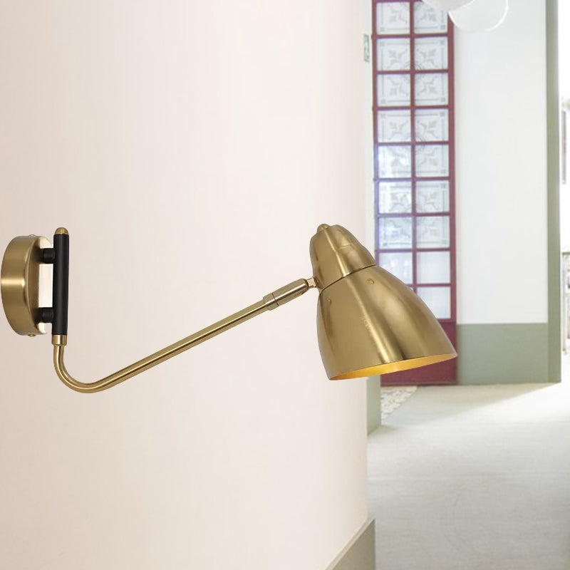 1 Bulb Bedroom Sconce Light Contemporary Gold Wall Mounted Lighting with Dome Metal Shade Clearhalo 'Cast Iron' 'Glass' 'Industrial' 'Modern wall lights' 'Modern' 'Tiffany' 'Traditional wall lights' 'Wall Lamps & Sconces' 'Wall Lights' Lighting' 559524