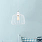 Minimalist Cage Shade Metallic Pendulum Light 1 Light Hanging Lamp Kit in White for Bedroom Clearhalo 'Ceiling Lights' 'Modern Pendants' 'Modern' 'Pendant Lights' 'Pendants' Lighting' 559533