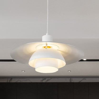 Three-Tiered Kitchen Pendant Lamp Metal 1 Light Contemporary Suspension Light in White White Clearhalo 'Ceiling Lights' 'Modern Pendants' 'Modern' 'Pendant Lights' 'Pendants' Lighting' 559535