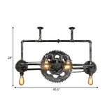 Silver Gray Open Island Light Fixture Coastal Metal 6-Light Dining Room Hanging Lamp with Gear Design Clearhalo 'Ceiling Lights' 'Island Lights' Lighting' 559571