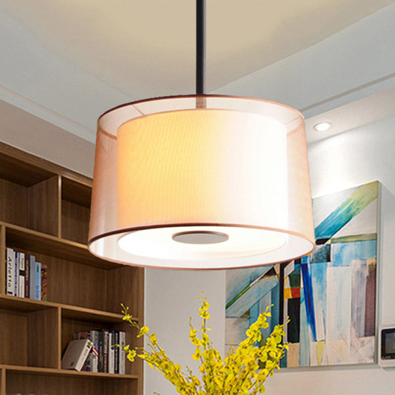 White 3 Lights Chandelier Light Fixture Traditional Fabric Drum Pendant Lamp, 16"/19.5"/23.5" Wide Clearhalo 'Ceiling Lights' 'Chandeliers' Lighting' options 559634