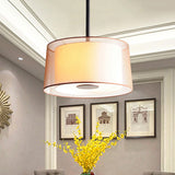 White 3 Lights Chandelier Light Fixture Traditional Fabric Drum Pendant Lamp, 16"/19.5"/23.5" Wide Clearhalo 'Ceiling Lights' 'Chandeliers' Lighting' options 559635