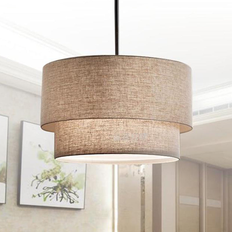 3 Lights Ceiling Light Traditional Layered Concentric Tier Fabric Chandelier in Black/White/Flaxen, 16"/19.5"/23.5" Wide Clearhalo 'Ceiling Lights' 'Chandeliers' Lighting' options 559641