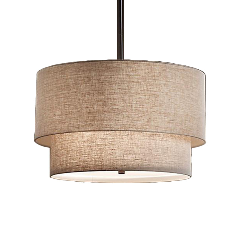 3 Lights Ceiling Light Traditional Layered Concentric Tier Fabric Chandelier in Black/White/Flaxen, 16"/19.5"/23.5" Wide Clearhalo 'Ceiling Lights' 'Chandeliers' Lighting' options 559642