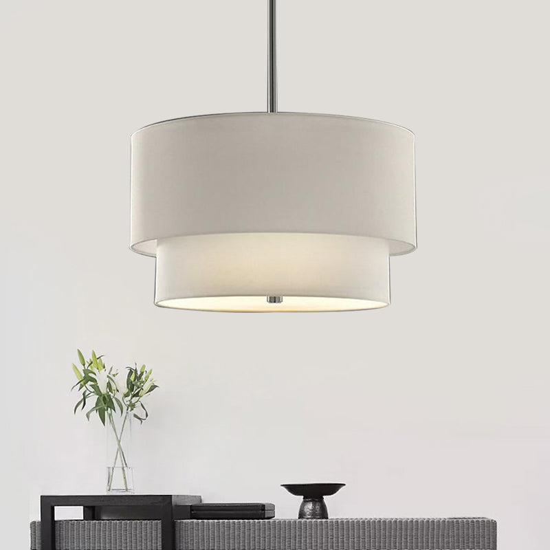 3 Lights Ceiling Light Traditional Layered Concentric Tier Fabric Chandelier in Black/White/Flaxen, 16"/19.5"/23.5" Wide Clearhalo 'Ceiling Lights' 'Chandeliers' Lighting' options 559647