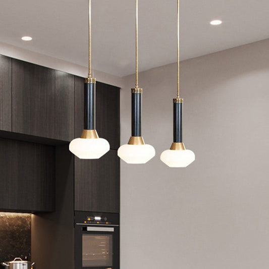 Torchlight Design Bedside Pendant Opal Frosted Glass 1-Light Modernist Ceiling Pendulum Lamp in Black Clearhalo 'Ceiling Lights' 'Glass shade' 'Glass' 'Modern Pendants' 'Modern' 'Pendant Lights' 'Pendants' Lighting' 559716