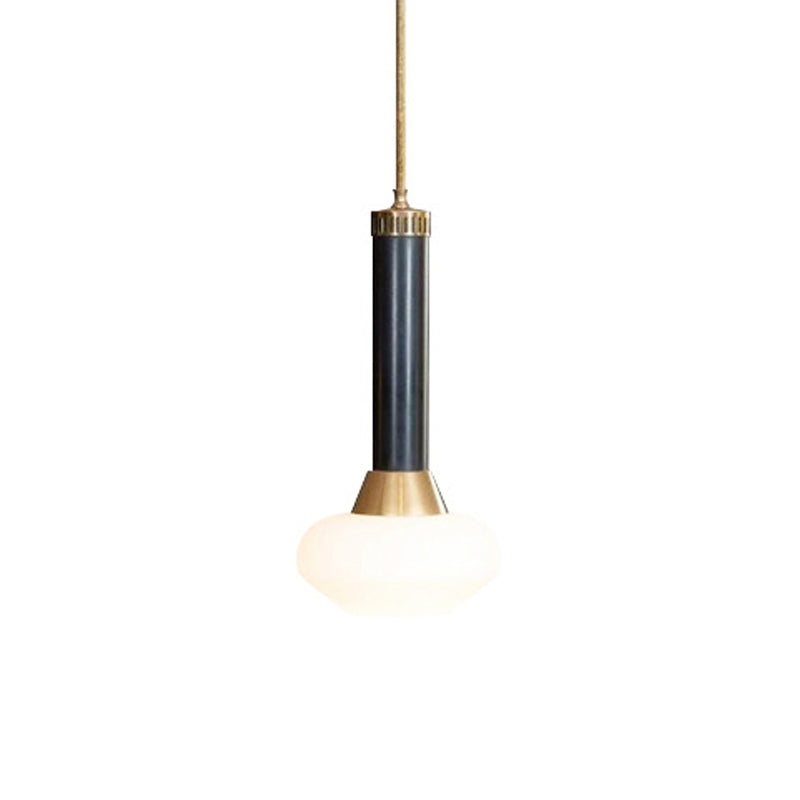 Torchlight Design Bedside Pendant Opal Frosted Glass 1-Light Modernist Ceiling Pendulum Lamp in Black Clearhalo 'Ceiling Lights' 'Glass shade' 'Glass' 'Modern Pendants' 'Modern' 'Pendant Lights' 'Pendants' Lighting' 559717