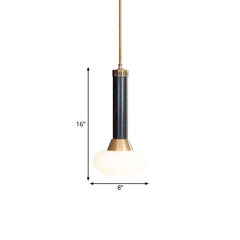Torchlight Design Bedside Pendant Opal Frosted Glass 1-Light Modernist Ceiling Pendulum Lamp in Black Clearhalo 'Ceiling Lights' 'Glass shade' 'Glass' 'Modern Pendants' 'Modern' 'Pendant Lights' 'Pendants' Lighting' 559718