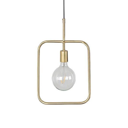 Exposed Bulb Pendant Light Fixture Contemporary Metal 1 Light Gold Square Skeleton Hanging Ceiling Light Clearhalo 'Ceiling Lights' 'Modern Pendants' 'Modern' 'Pendant Lights' 'Pendants' Lighting' 559736