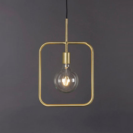 Exposed Bulb Pendant Light Fixture Contemporary Metal 1 Light Gold Square Skeleton Hanging Ceiling Light Clearhalo 'Ceiling Lights' 'Modern Pendants' 'Modern' 'Pendant Lights' 'Pendants' Lighting' 559737