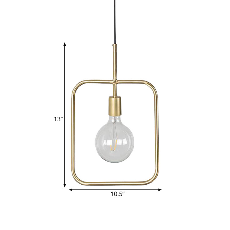 Exposed Bulb Pendant Light Fixture Contemporary Metal 1 Light Gold Square Skeleton Hanging Ceiling Light Clearhalo 'Ceiling Lights' 'Modern Pendants' 'Modern' 'Pendant Lights' 'Pendants' Lighting' 559738