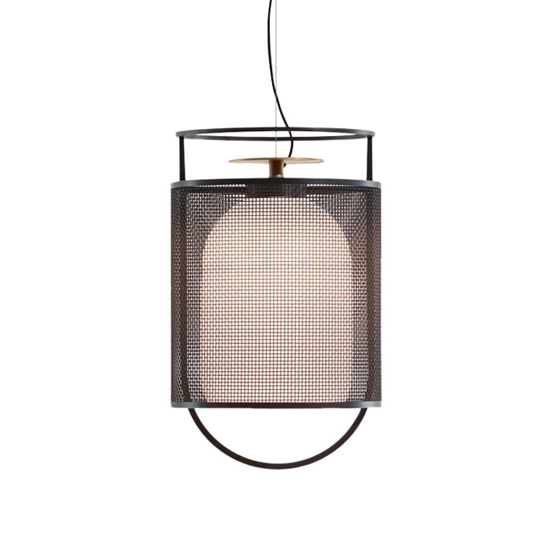 Black Half Capsule Drop Pendant Modern Single Milk Glass Shade Ceiling Light with Mesh Screen Clearhalo 'Ceiling Lights' 'Modern Pendants' 'Modern' 'Pendant Lights' 'Pendants' Lighting' 559742