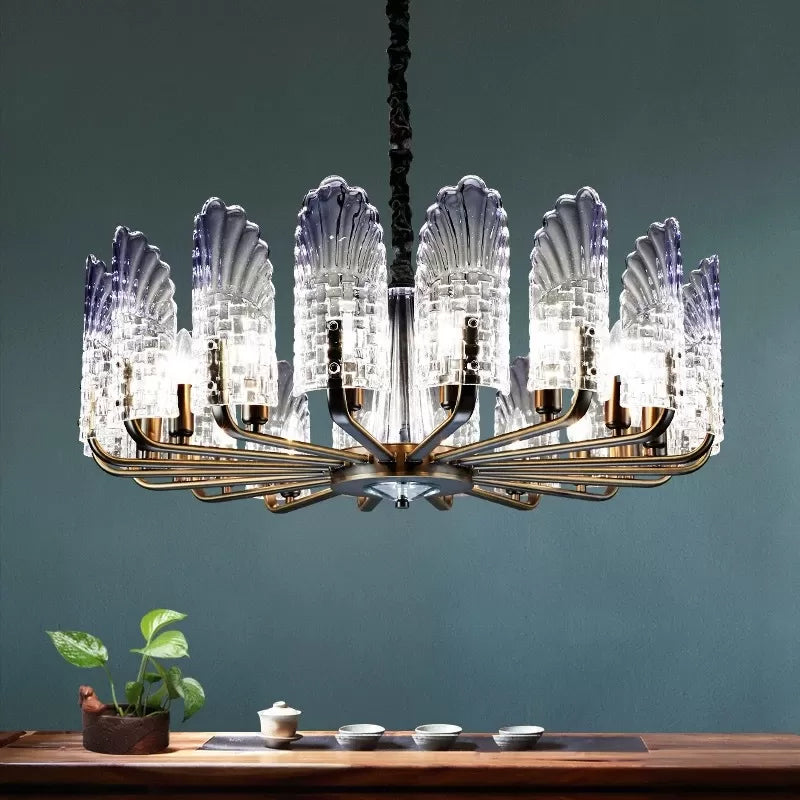 8/9/10 Lights Radial Chandelier Lighting Contemporary Crystal and Metal Hanging Lamp in Brass Clearhalo 'Ceiling Lights' 'Chandeliers' 'Modern Chandeliers' 'Modern' Lighting' 559772