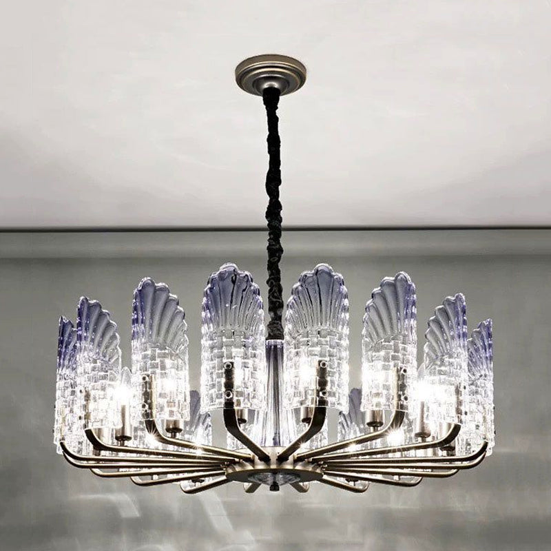 8/9/10 Lights Radial Chandelier Lighting Contemporary Crystal and Metal Hanging Lamp in Brass Clearhalo 'Ceiling Lights' 'Chandeliers' 'Modern Chandeliers' 'Modern' Lighting' 559773