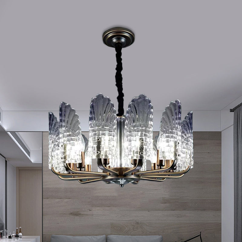 8/9/10 Lights Radial Chandelier Lighting Contemporary Crystal and Metal Hanging Lamp in Brass 12 Brass Clearhalo 'Ceiling Lights' 'Chandeliers' 'Modern Chandeliers' 'Modern' Lighting' 559776