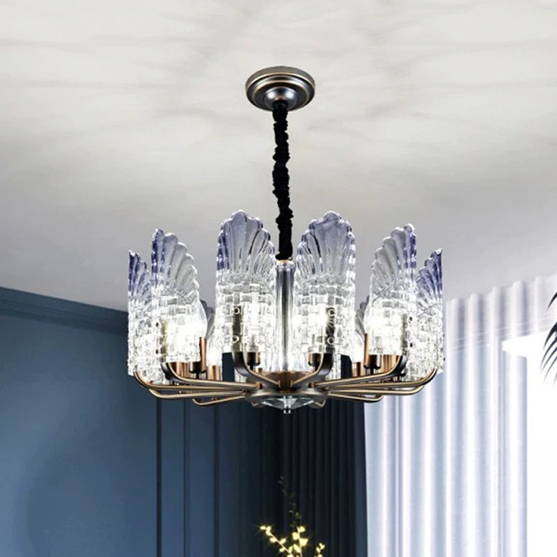 8/9/10 Lights Radial Chandelier Lighting Contemporary Crystal and Metal Hanging Lamp in Brass Clearhalo 'Ceiling Lights' 'Chandeliers' 'Modern Chandeliers' 'Modern' Lighting' 559777