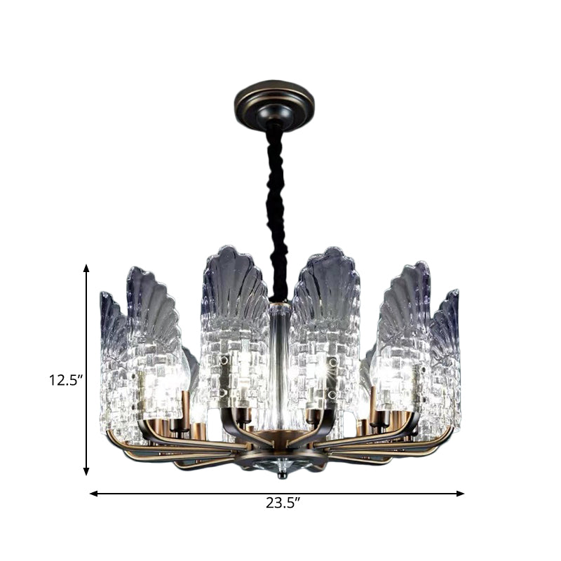 8/9/10 Lights Radial Chandelier Lighting Contemporary Crystal and Metal Hanging Lamp in Brass Clearhalo 'Ceiling Lights' 'Chandeliers' 'Modern Chandeliers' 'Modern' Lighting' 559779