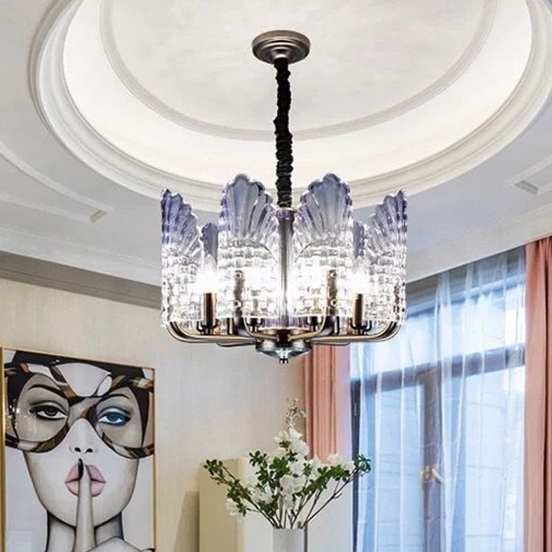 8/9/10 Lights Radial Chandelier Lighting Contemporary Crystal and Metal Hanging Lamp in Brass Clearhalo 'Ceiling Lights' 'Chandeliers' 'Modern Chandeliers' 'Modern' Lighting' 559781