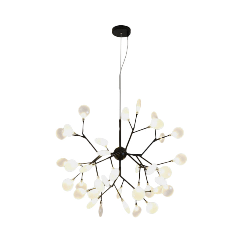 Modernity Heracleum Design Chandelier Opaline Glass 36/45/54 Heads Living Room Ceiling Pendant in Black/Gold Clearhalo 'Ceiling Lights' 'Chandeliers' 'Modern Chandeliers' 'Modern' Lighting' 559787