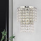 Double Layered Wall Sconce Light Vintage Style Clear Crystal 1 Light Chrome/Gold Wall Mount Lamp with Square Shape, 7"/10" W Chrome 10" Clearhalo 'Modern wall lights' 'Modern' 'Wall Lamps & Sconces' 'Wall Lights' Lighting' 559820
