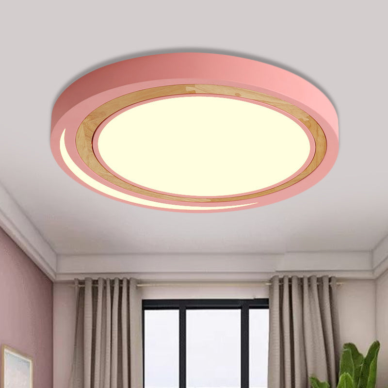 Nordic Solar Eclipse Ceiling Mount Light Acrylic Candy Colored LED Ceiling Lamp for Study Room Clearhalo 'Ceiling Lights' 'Close To Ceiling Lights' 'Close to ceiling' 'Flush mount' Lighting' 559845