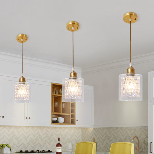 Modern 1 Light Pendant Light with Double Clear Glass Shade Brass Cylinder Hanging Ceiling Light Clearhalo 'Ceiling Lights' 'Modern Pendants' 'Modern' 'Pendant Lights' 'Pendants' Lighting' 559928