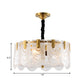 Textured Glass Layered Hanging Ceiling Light Modernism 3/8 Lights Chandelier Light in Brass Clearhalo 'Ceiling Lights' 'Chandeliers' 'Modern Chandeliers' 'Modern' Lighting' 559940